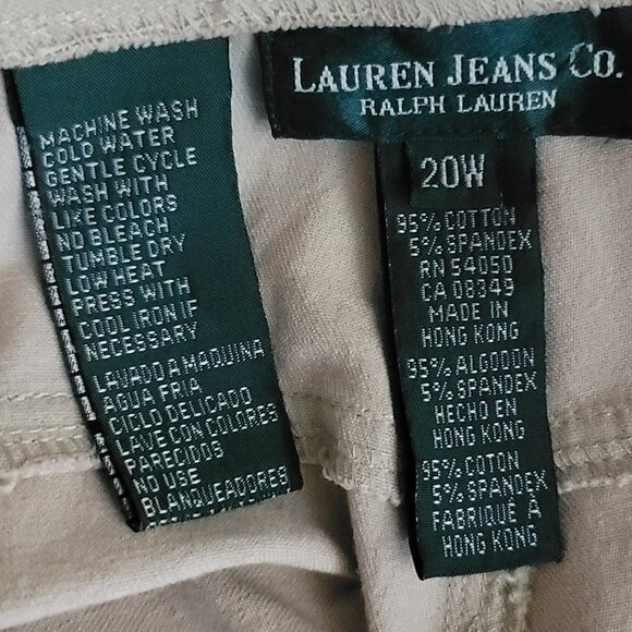 Ralph Lauren Jeans Co Classic Straight Leg Jeans Womens Beige Khaki Denim Sz 20W - Picture 9 of 12